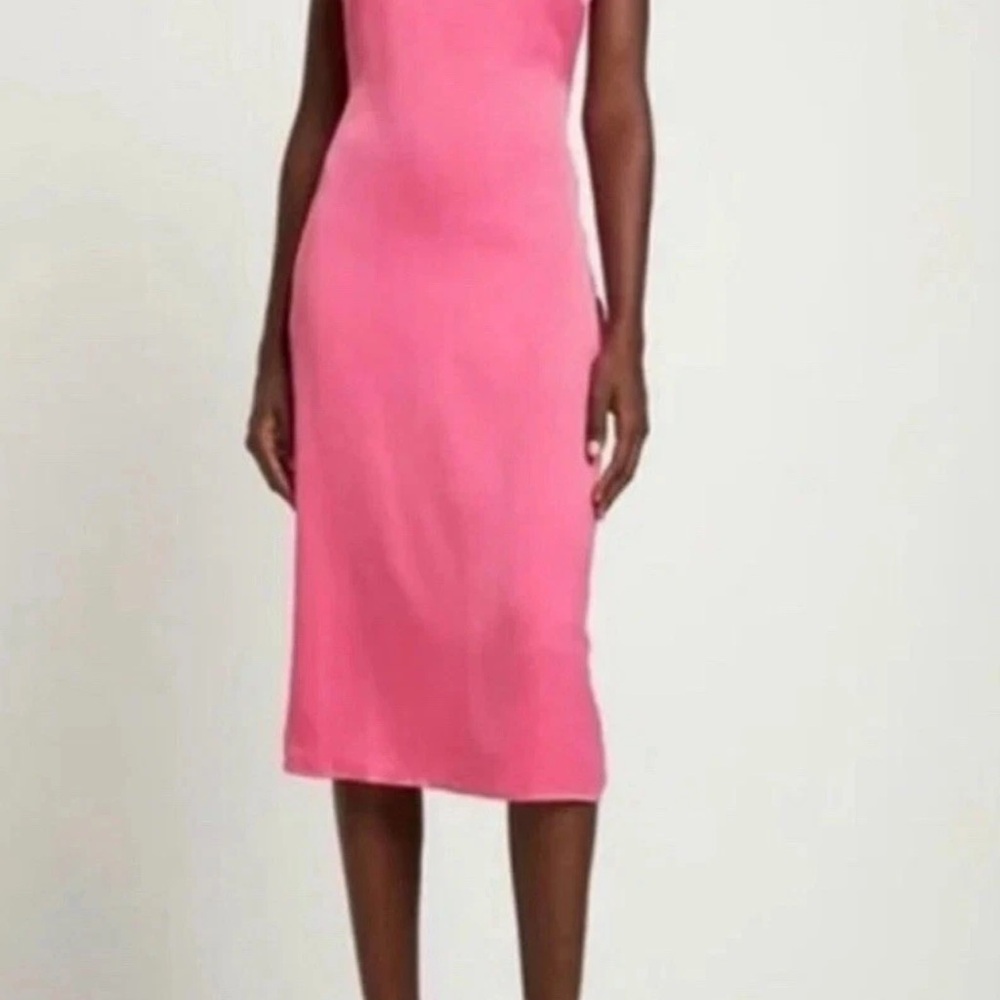 WhatWeWore Cowl Midi Dress | Hot Pink | size 6 | NWT | MSRP $89